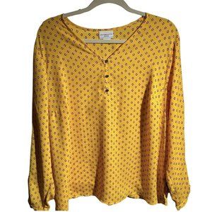 NWT Liz Claiborne Long Sleeve Blouse Yellow 0X